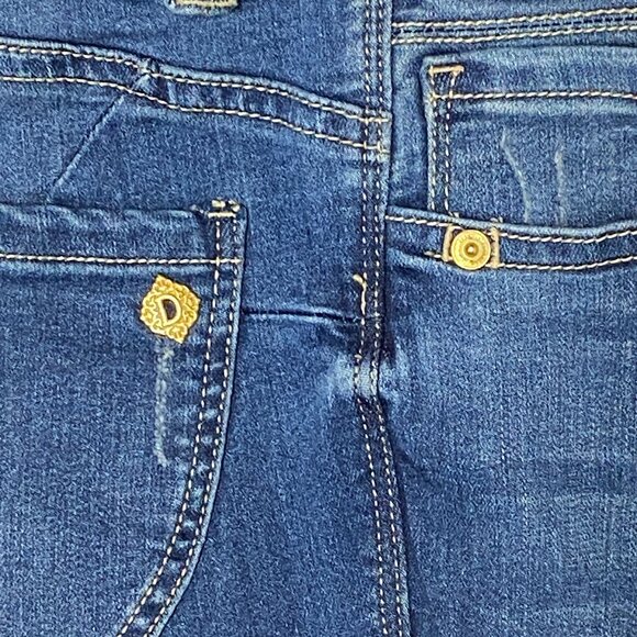 Democracy Mid Rise Ab-solution Ankle Skimmer Denim Blue Jeans Gold Buttons 10 - Picture 13 of 16